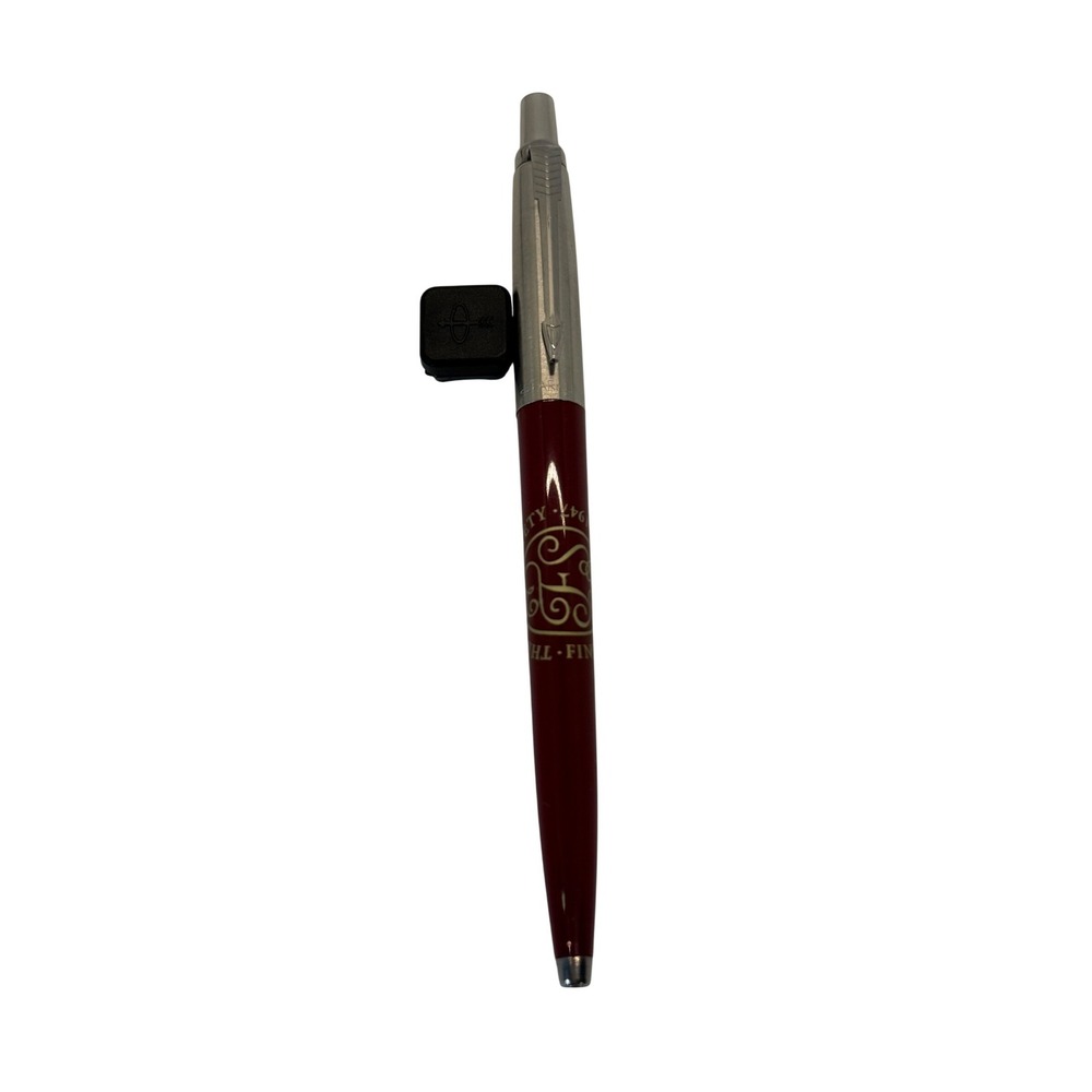 VTG Parker Jotter Ballpoint Pen Burgundy Silver The Folio Society 1947 Logo